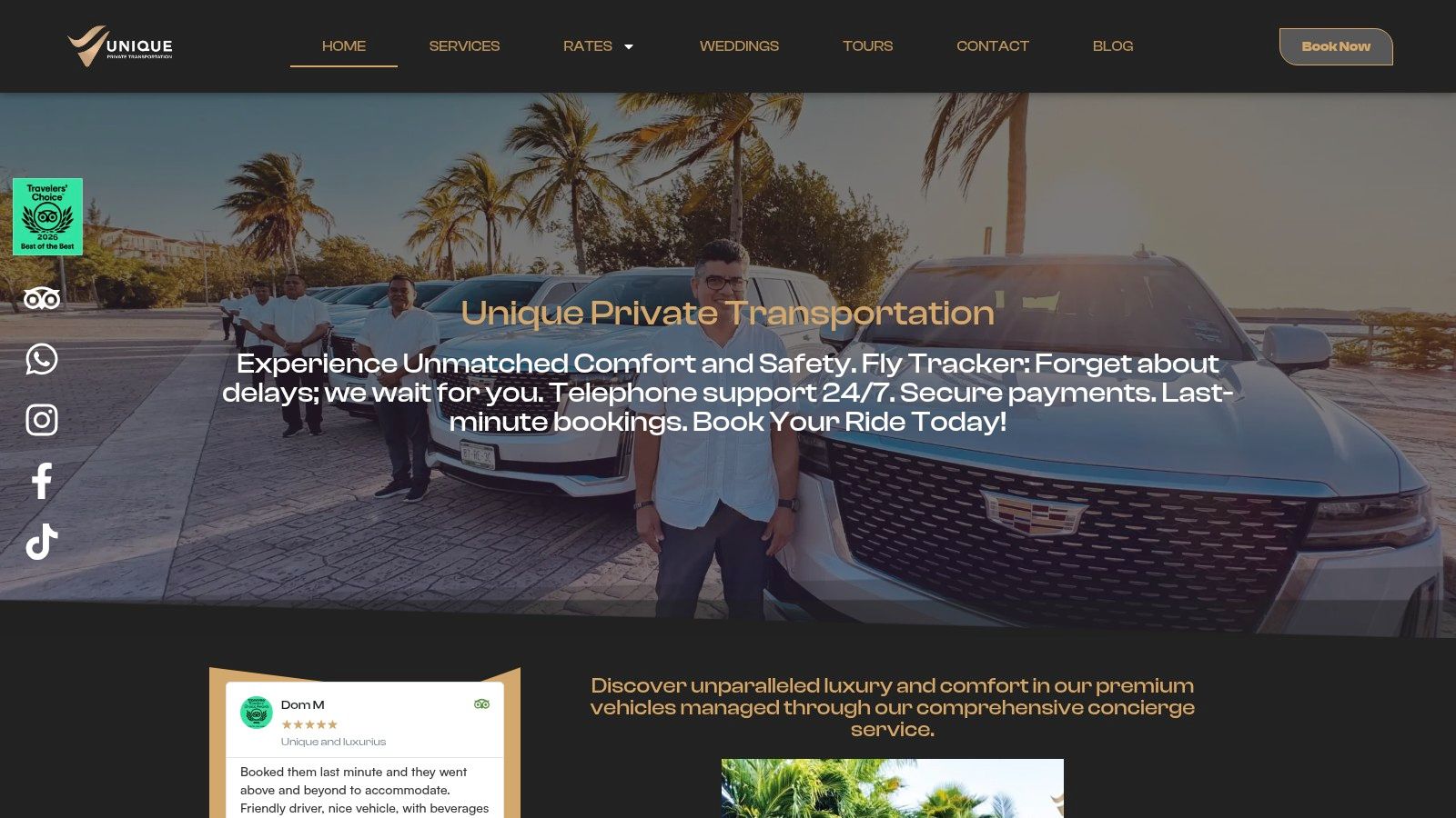 Screenshot from https://uniqueprivatetransportation.com
